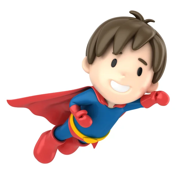 Superbohater chłopiec latający — Zdjęcie stockowe