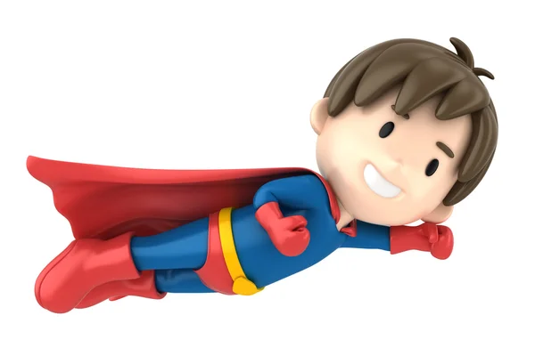 Superhrdina kluk létání — Stock fotografie