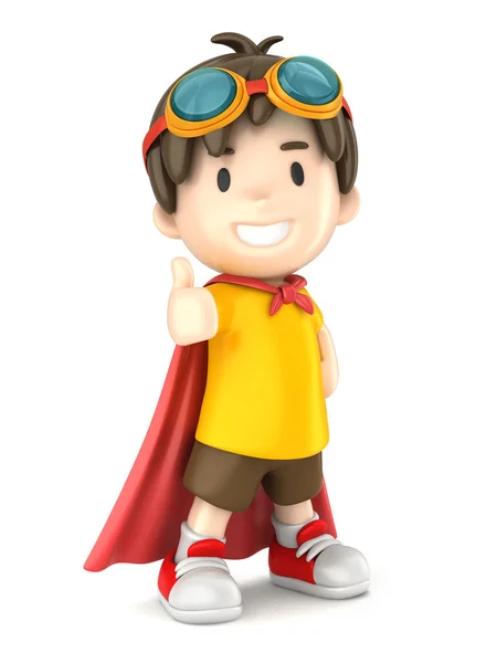 Superhjälte pojke ger ok — Stockfoto