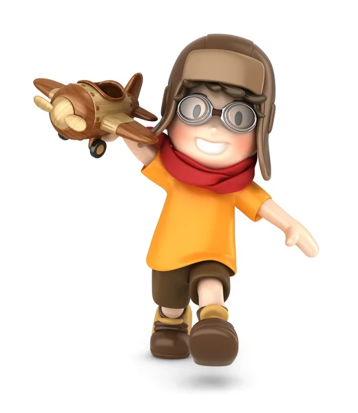 oyuncak uçak ile oynayan çocuk