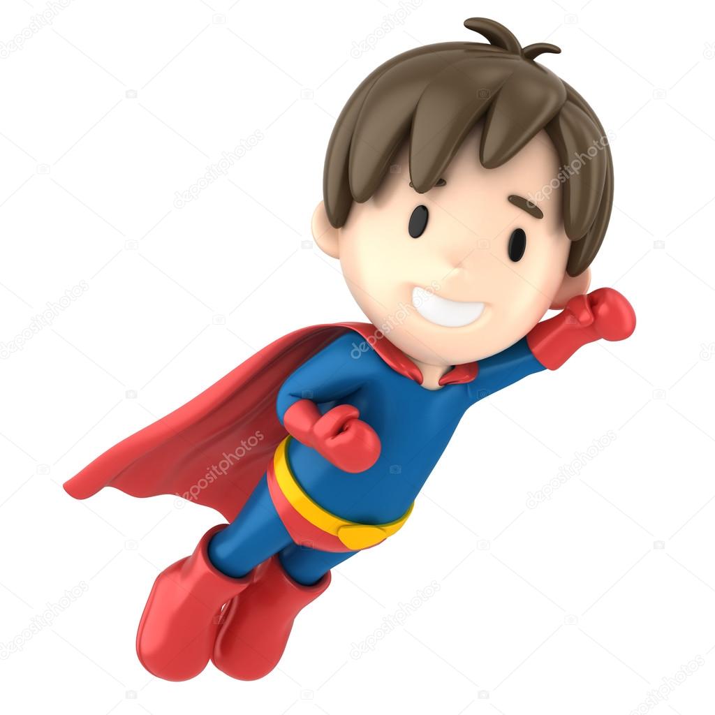 Superhero boy flying