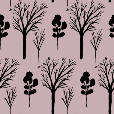 Kusursuz ağaç siluetleri desen tasarımı