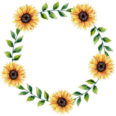 Şirin Suluboya Ayçiçeği Çelengi Tasarımı.