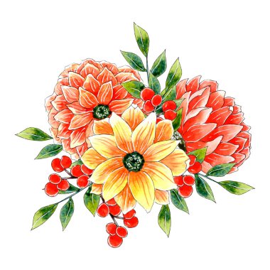 Suluboya çiçekler, Sonbahar sonbahar buketi.