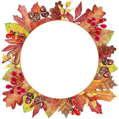 Suluboya Sonbahar Çerçeve Tasarımı.