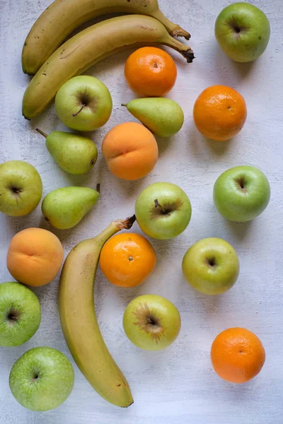 Assorted Fruits Textured White Viewed — Stock Photo, Image