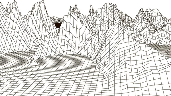 Ландшафтный Дизайн Гор Wireframe Landscape Векторная Иллюстрация — стоковое фото