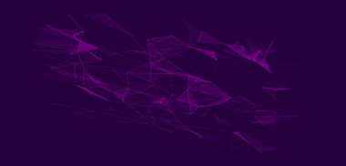 Noktaları ve çizgileri birleştiren soyut bir arkaplan. Vektör İllüstrasyonu. Ağ girintisi