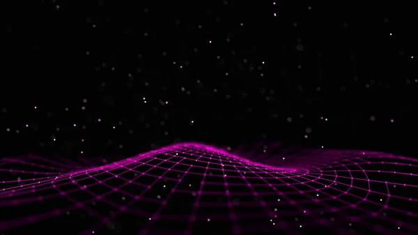 Светящийся Волнистый Фон Абстрактная Динамическая Волна Частиц Большие Данные Рендеринг — стоковое фото