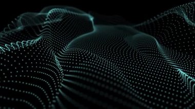 Analitik sunum. Gelecekteki puanlar dalgası. Soyut arkaplan. Büyük verilerin 3 boyutlu görüntülenmesi. Kusursuz döngü.