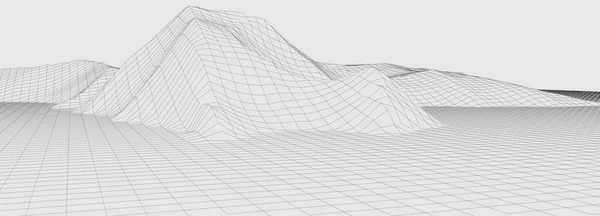 디자인 Wireframe Landscape Illustration — 스톡 벡터