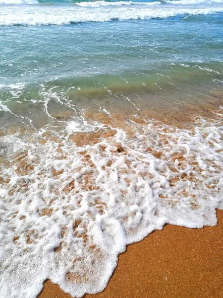 Meereswellen Sand Sommertag Meereslandschaft — Stockfoto