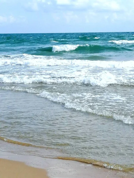 Fundo Marinho Onda Entrada Uma Pequena Tempestade — Fotografia de Stock