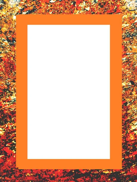 dikdörtgen çerçeve renkli mermer yongalar turuncu kenarlı, orta beyaz arkaplan.