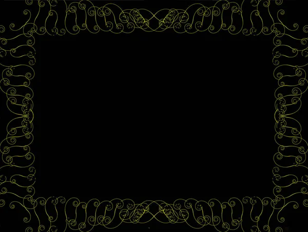 Siyah bir arkaplanda, boş bir alan, çerçeve şeklinde sarı bir açıklık deseni olan.