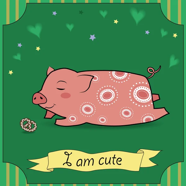 Süßes Schwein mit Kuchen — Stockfoto