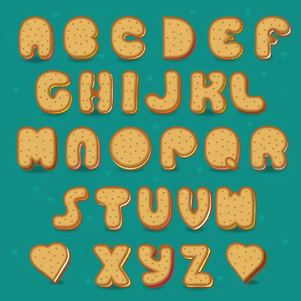 Τα cookies διάνυσμα αλφάβητο. Ρετρό στυλ — Διανυσματικό Αρχείο