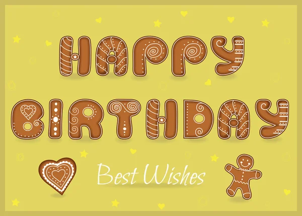 Joyeux anniversaire. Fonte Gingerbread — Image vectorielle