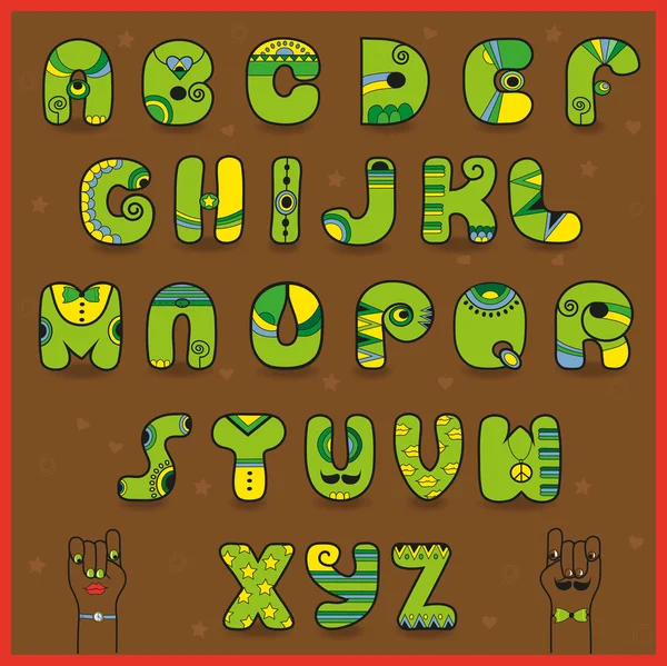 Smaragdine Alphabet. Funny green yellow font — Stock Photo, Image