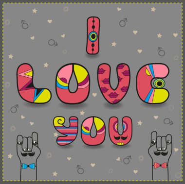 Inscription for gay men in love. I love you clipart
