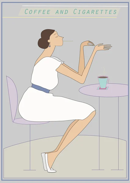 Mujer en la cafetería — Archivo Imágenes Vectoriales