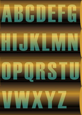 Çizgili Sunblind alfabesi. Vektör çizim