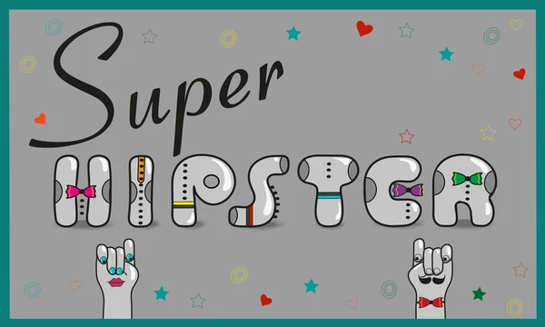 Inscription Super Hipster. Illustration vectorielle — Image vectorielle