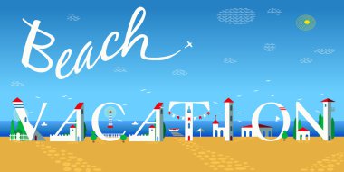 Yazıt Beach Tatil. Vektör çizim