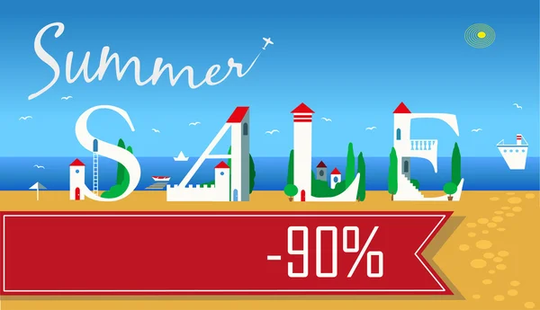 Inscripción venta de verano. Ilustración vectorial — Vector de stock