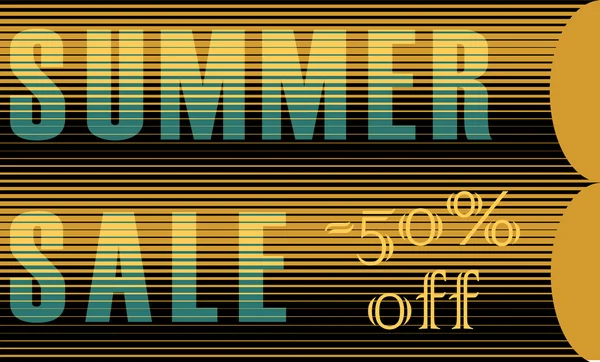 Summer Sale Inscription. Striped  Yellow Blue  Letters — Stock Vector