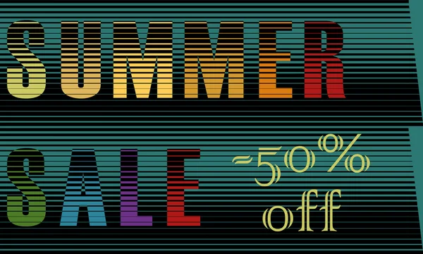 Summer Sale napis. Paski kolorowe litery — Wektor stockowy
