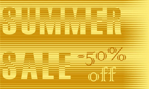 Summer Sale Inscription. Striped  Yellow Letters — Stock Vector