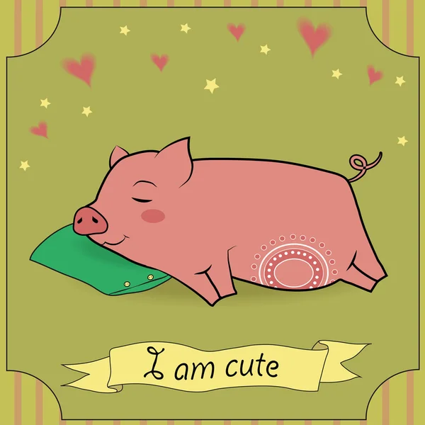 Cochon endormi mignon — Image vectorielle
