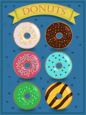 Renkli donut ile poster vektör