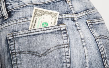 Para, kot bir kalça cebinde bir dolar Not