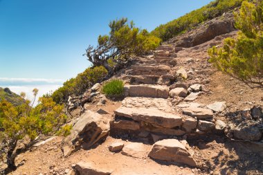 Dağın tepesinde Madeira için iletken taşlar, koymak belgili tanımlık merdiven