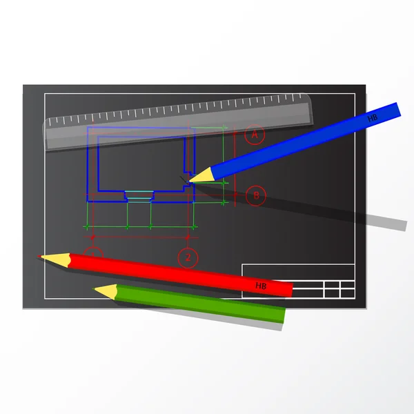 Renkli kalem, cetvel, çizim, tasarım, planlama