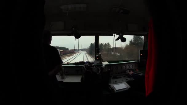 Vista dalla locomotiva (Russia ) — Video Stock