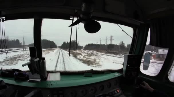 Vista desde la locomotora (Rusia ) — Vídeos de Stock