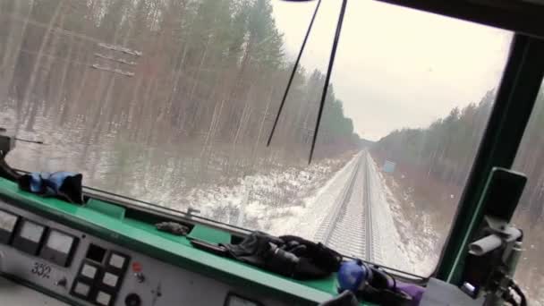 Pohled z lokomotivy (Rusko) — Stock video