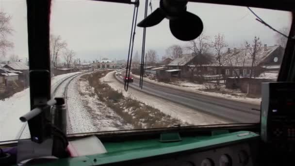Vista dalla locomotiva (Russia ) — Video Stock