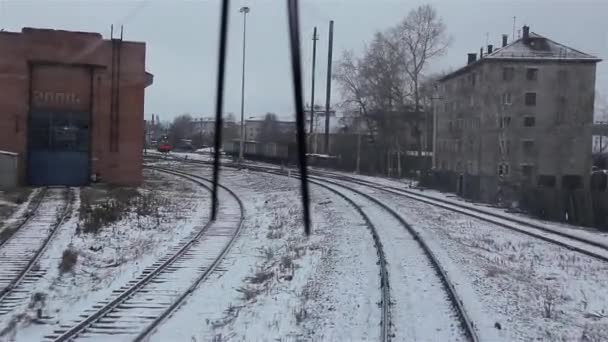 Vista dalla locomotiva (Russia ) — Video Stock