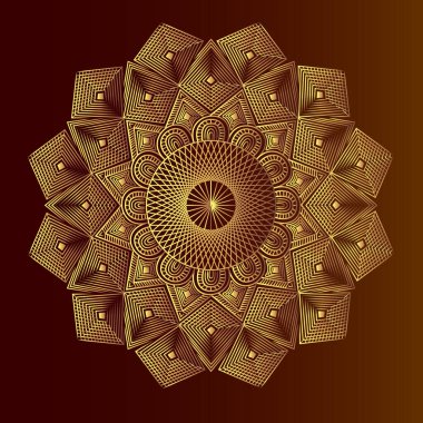 Geometrik İslami dekoratif altın arabesk mozaiği ve Fas dokusu çiziminin fayans deseni