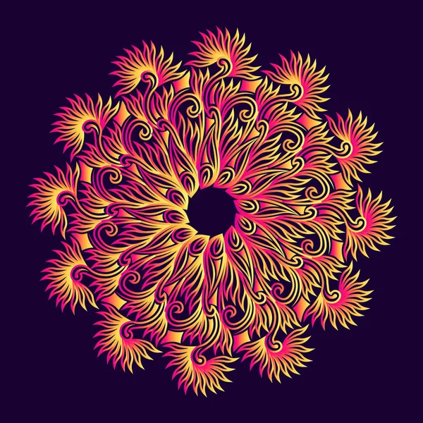 Tissu Floral Arabe Broderie Mandala Design Avec Fond Bleu Foncé — Image vectorielle