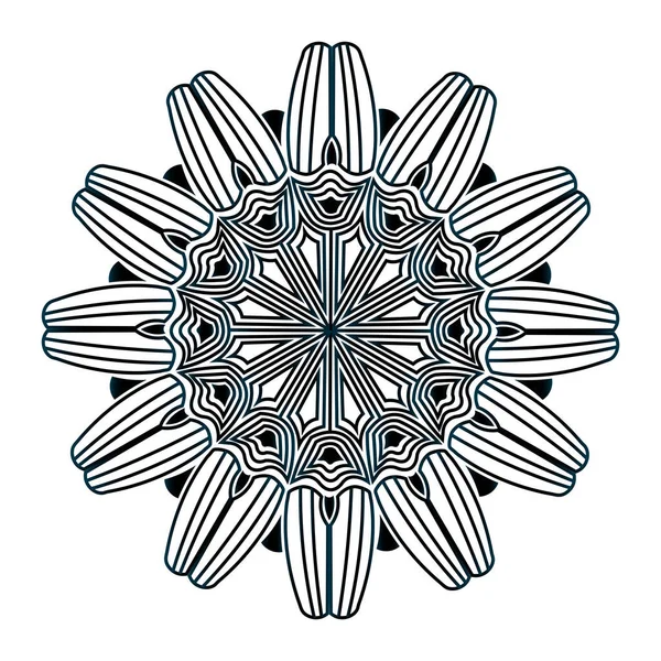 供冥想用的黑色背景艺术的曼达拉花卉抽象设计 — 图库矢量图片