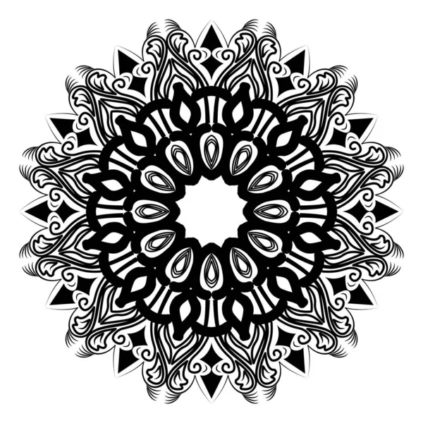 环绕着瑜伽的曼陀罗东方抽象主题设计元素和黑色插图 — 图库矢量图片