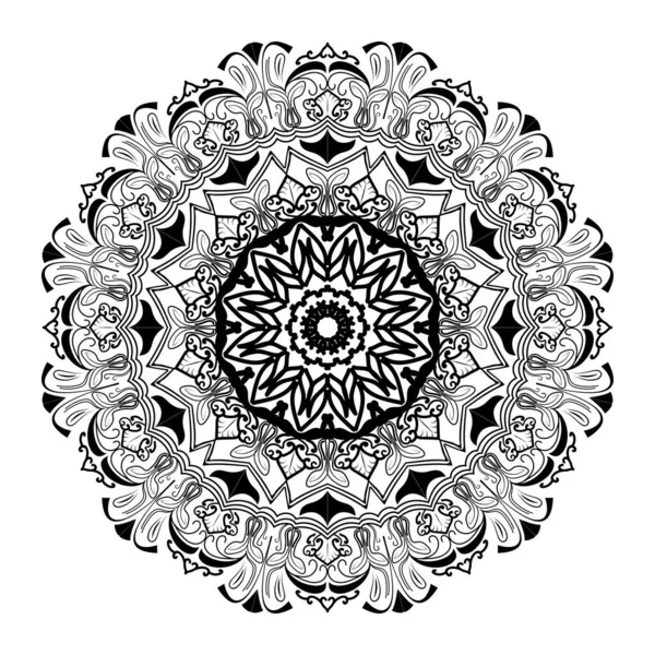 Mandala Czarny Kwiatowy Tło Motyw Islamskiego Stylu Arabesque Doodle Design — Wektor stockowy