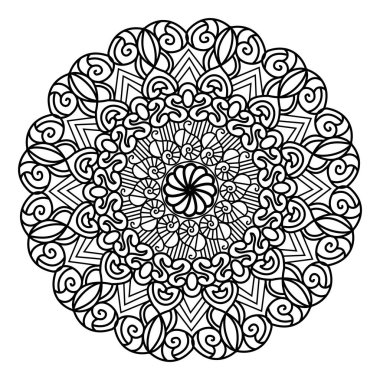 mandala isolated element of indian ornamental decorative floral style abstract black and white pattern background design clipart