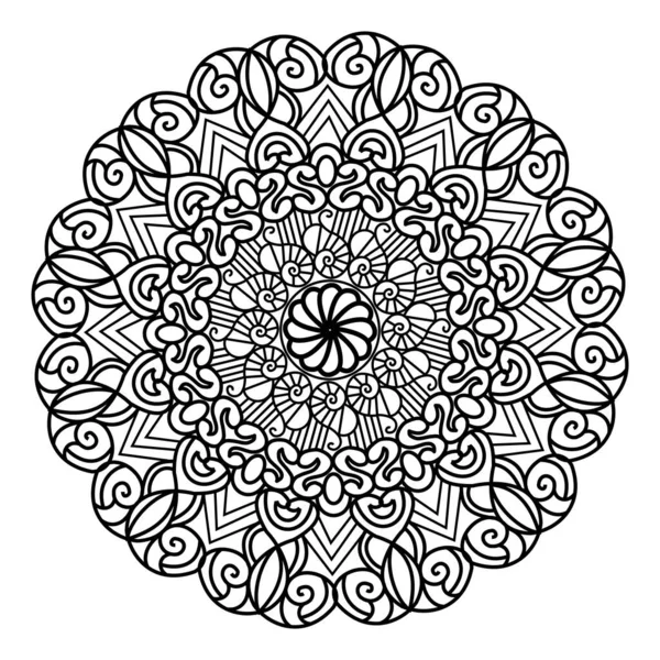 Mandala Pojedynczy Element Indyjskich Ozdobnych Dekoracyjnych Kwiatowy Styl Abstrakcyjny Czarno — Wektor stockowy