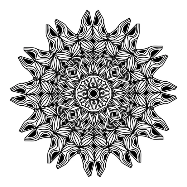 Mandala Pojedynczy Element Indyjskich Ozdobnych Dekoracyjnych Kwiatowy Styl Abstrakcyjny Czarno — Wektor stockowy